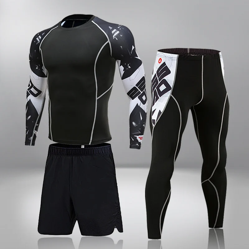 Футболка и штаны MMA BJJ Rashguard, мужской спортивный костюм для спортзала и фитнеса, боксерские Трикотажные изделия, компрессионные мужские спортивные шорты для муай-тайского