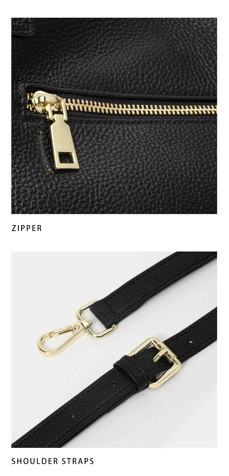 Aidrani Damen-Tragetasche aus echtem Leder, einfarbig, große Handtasche aus Rindsleder, lässige Umhängetasche – Detail 12