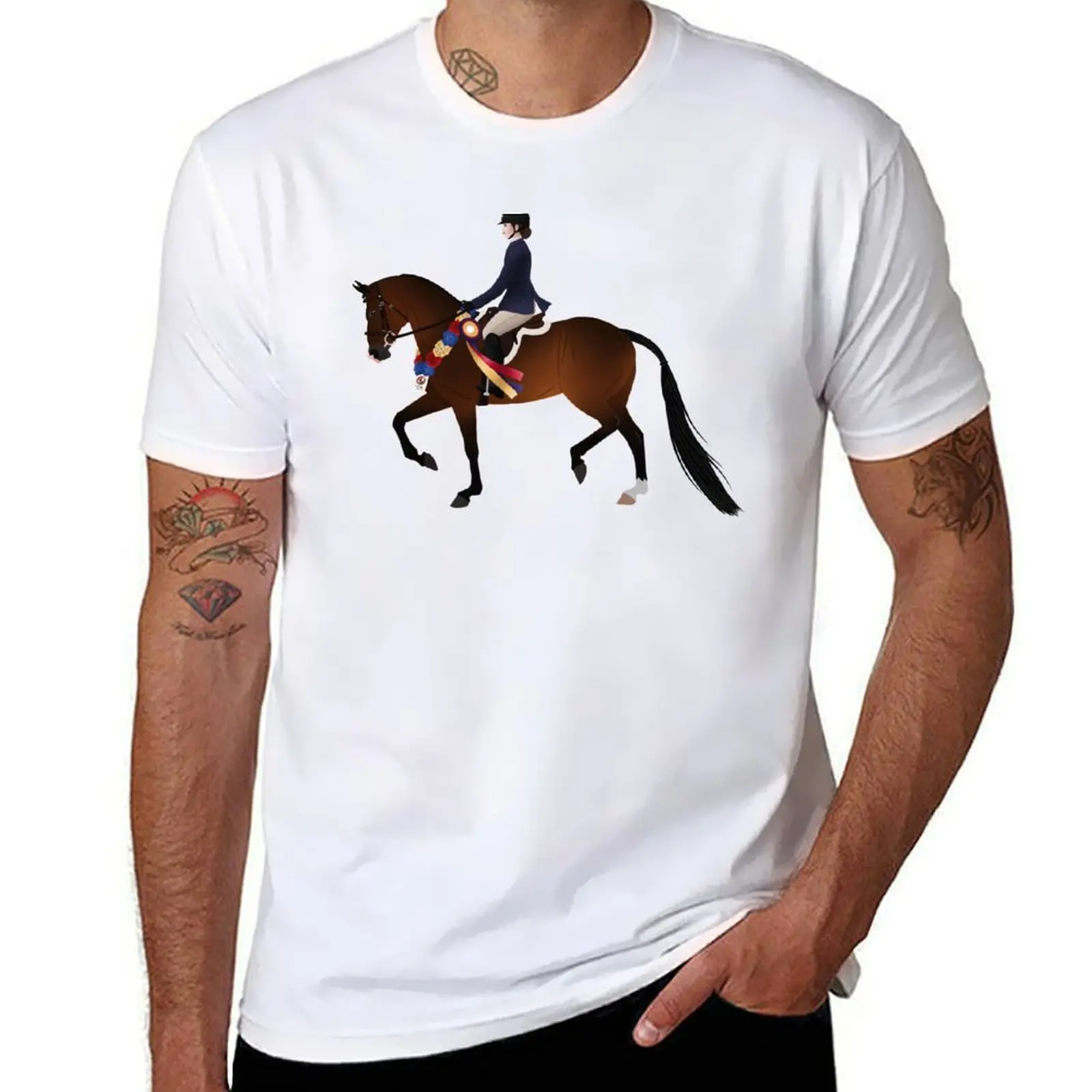 

Bay Arabian Show Horse and Rider - Equine Rampaige T-Shirt t shirts for man graphic tees man t shirt summer T-Shirt