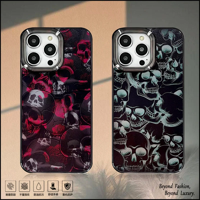 

Luxury skull Crossbones Phone Case for iPhone 15 14 13 12 11 Pro Max Magnetic Wireless Charging For Magsafe Cover Funda