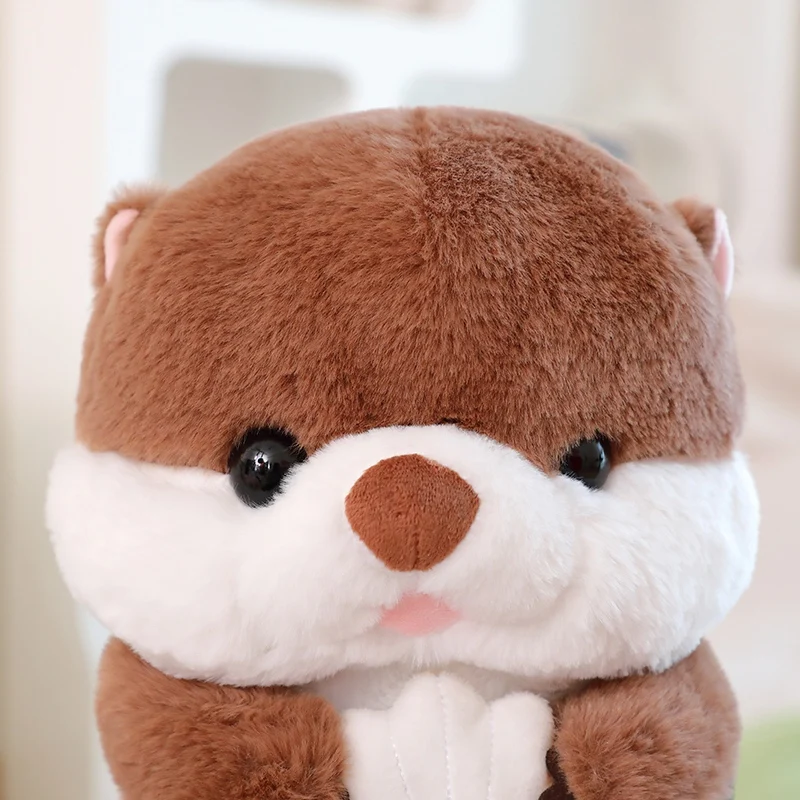 1Pc 28x18x18CM Lovely Otter Plush Backpack Dolls Cute Animal Otter Holding Shell Cartoon Backpack for Birthday Gifts