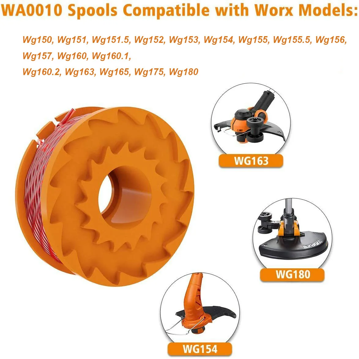 

20 Pcs Weeder Spool Line & 2 Spool Cap Cover, Fit for WORX WA0010, Nylon Replacement Spool Line for Worx Grass Trimmer