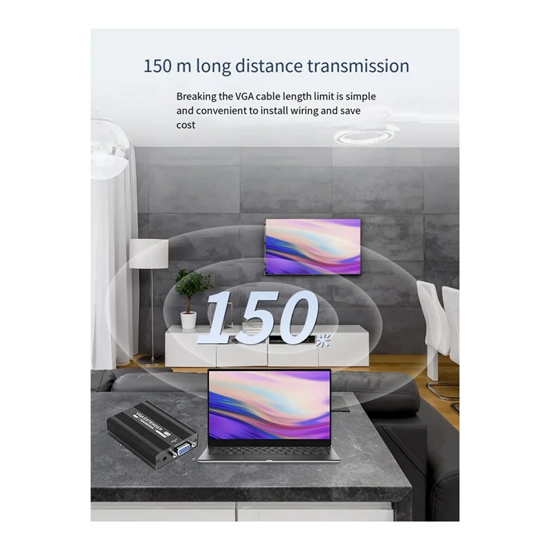 

Ingenious-150M VGA Network Extender RJ45 VGA Extender Audio Transmitter Receiver Support POE Power Supply EU Plug 1Set