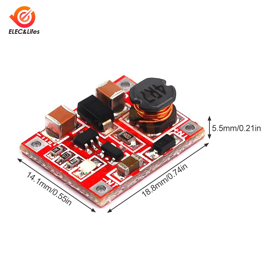 5 uds DC-DC 3V a 5V 1A módulo de fuente de alimentación de refuerzo convertidor placa de circuito de aumento más alta eficiencia 96% Ultra pequeño
