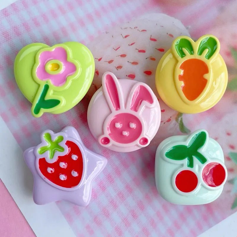 10Pcs Bright Surface Fruit Resin DIY Shoes Hat Icebox Barrette Mobile Phone Case Scrapbook Cream Glue Flat Back Resin