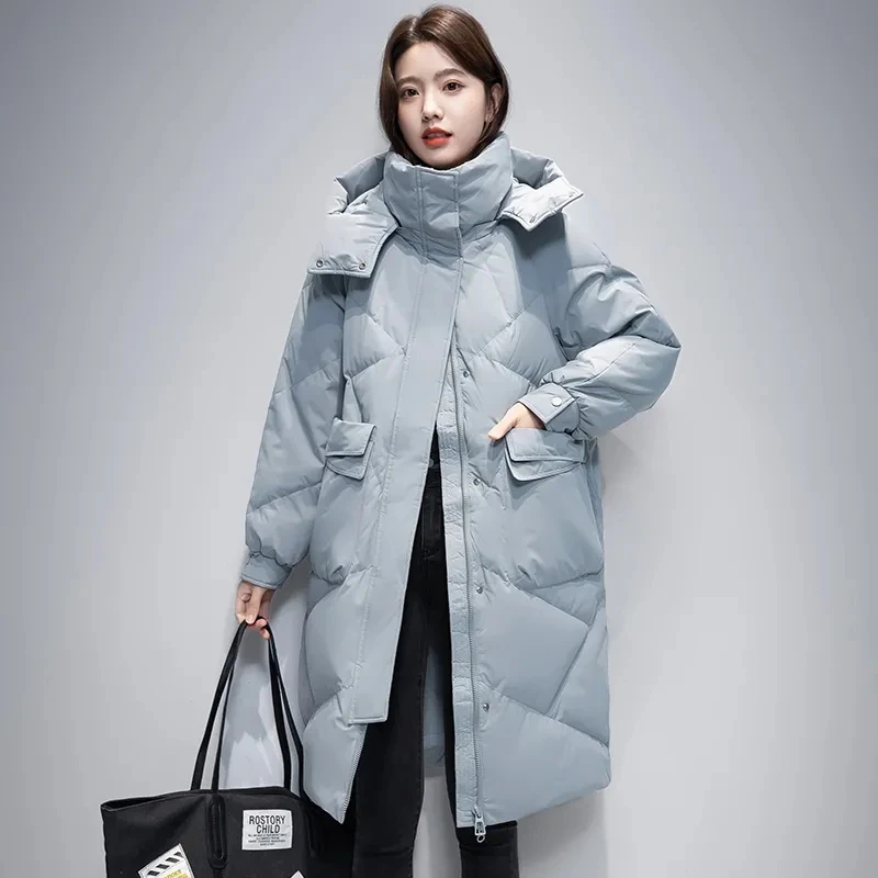 Women's Thick Parker 2025 Winter New Loose Cotton Padded Jacket Female Detachable Hooded Coat Lady Casual Long Parker Overcoat