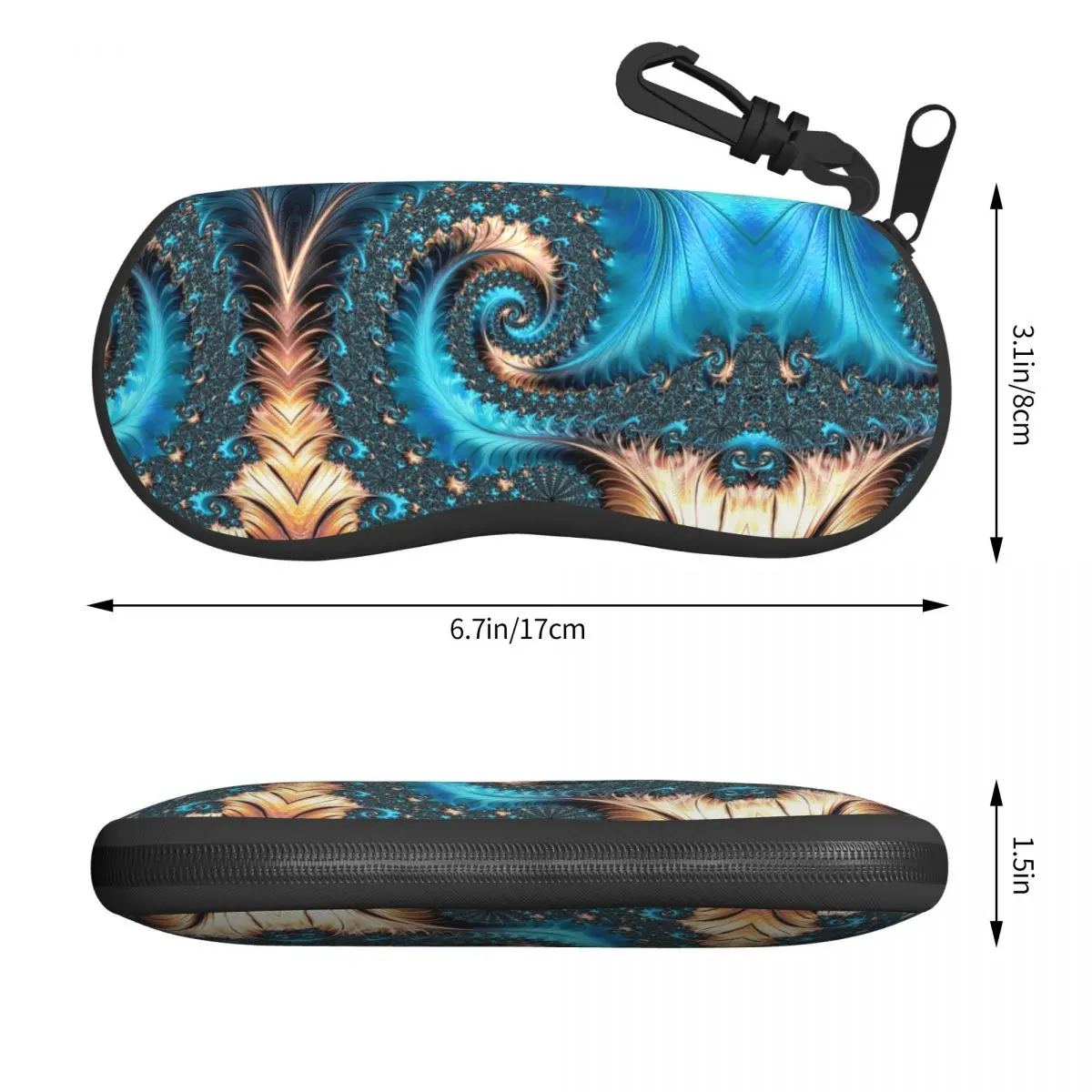 Turquoise Geometric Patterns Art Shell Eyeglasses Case Elegant Copper And Teal Fractal Eleven Glasses Case Sunglasses Box Pouch