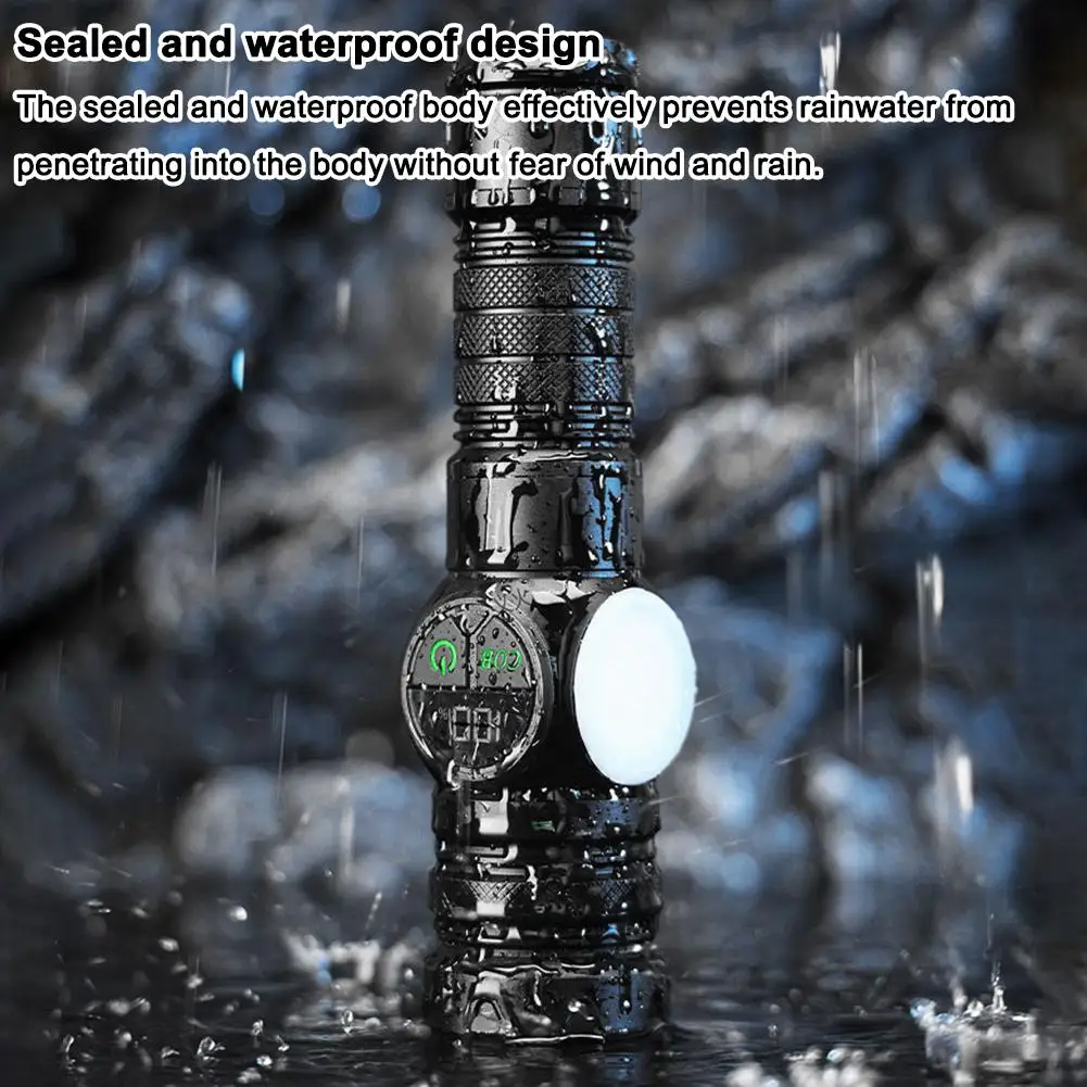 LED Flashlights USB Rechargeable Magnetic Tactical Torch With COB Side Light Camping Fishing Zoom Lantern LCD Digital Display