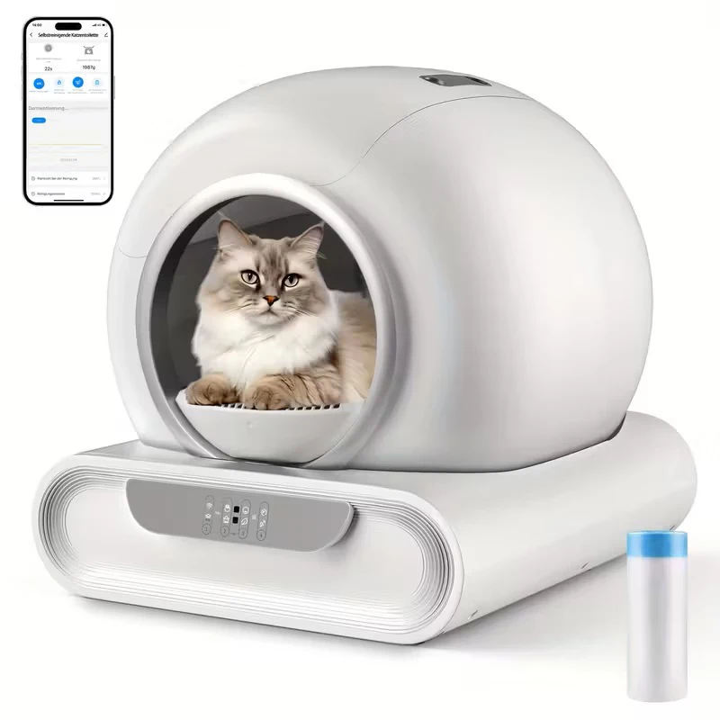 

65L Automatic Cat Litter Box Self Cleaning Fully Enclosed Cat Litter Box Smart Pet Toilet Tray Alloy Panel for Multiple Cats