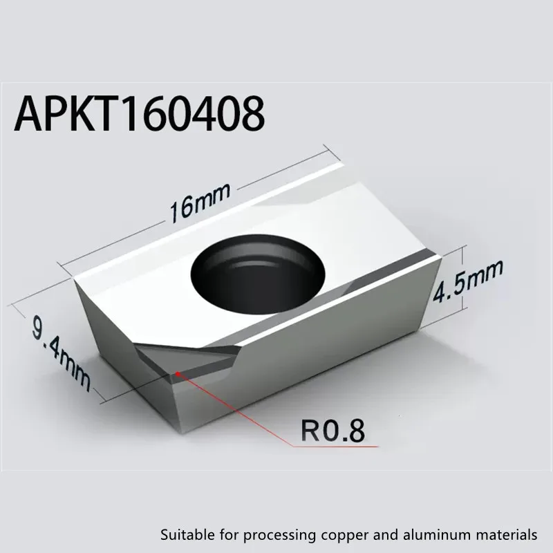 

PCD APKT160408 Insert Single Crystal Turning Tool High Hardness Diamond Cutter for Copper Aluminum to Achieve Mirror Effect