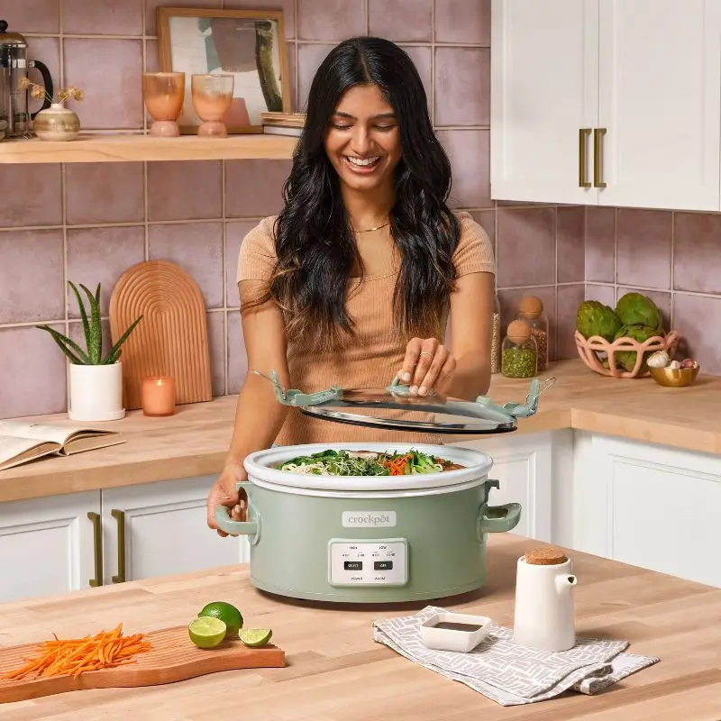 Crock-Pot Mijoteuse programmable Moonshine Green, Cuisson et transport, One Touch, 6qt