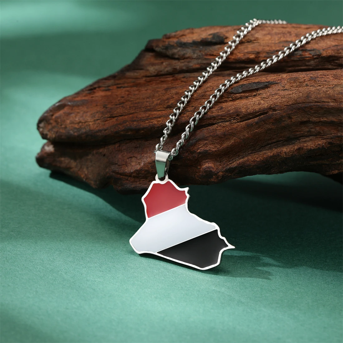 قلادة سلسلة EUEAVAN للنساء والرجال ، زيت بالتنقيط ، خريطة عربية ، فولاذ مقاوم للصدأ ، علم ، سحر ، هدايا مجوهرات ، موضة