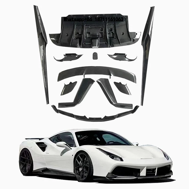 

488 Upgraded 1016 Style Carbon Fiber Full Set Body Kit New Condition Front Lip Side Skirt Air Intake Spoiler Polished Finish