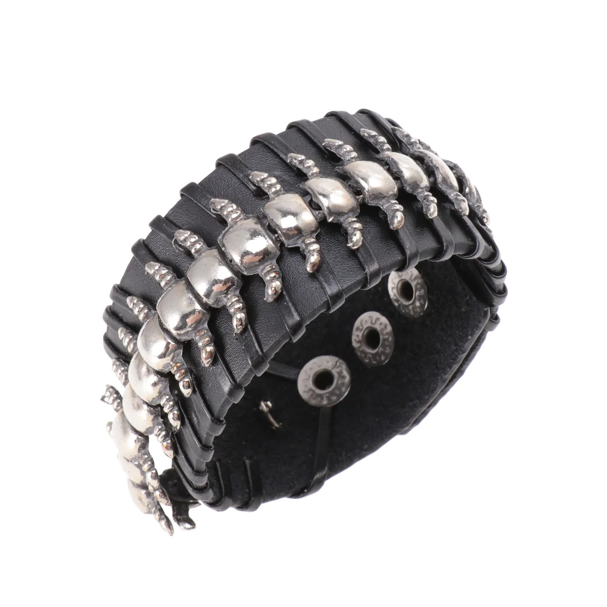 

Punk Rock Bracelet Adjustable Wrist Band For Men Women Braided Wristband Fashion Biker Accessory