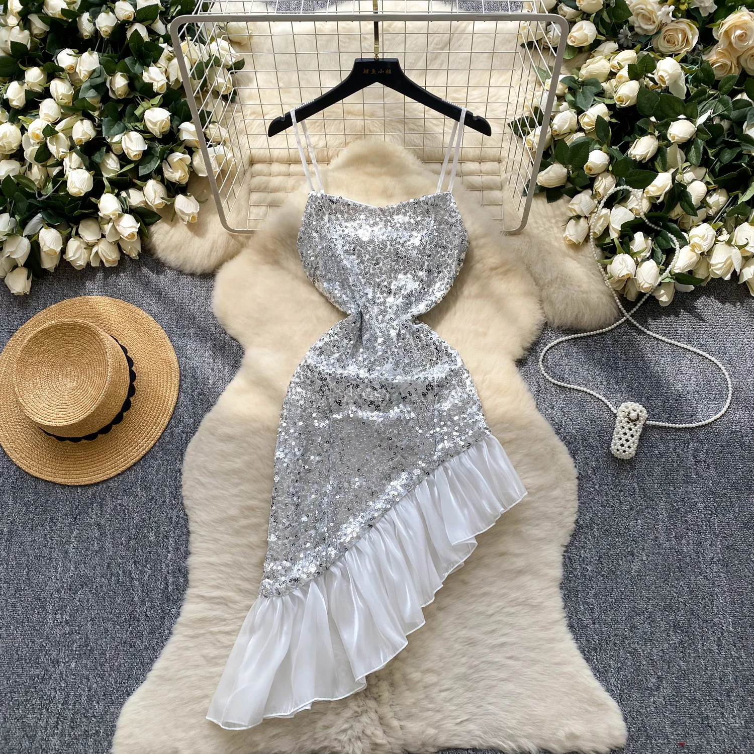 Chic vintage ไม่สมมาตร ruffle Elegant Fairy เกาหลีแฟชั่น Boho Sundress เสื้อผ้าผู้หญิงชุดมินิ