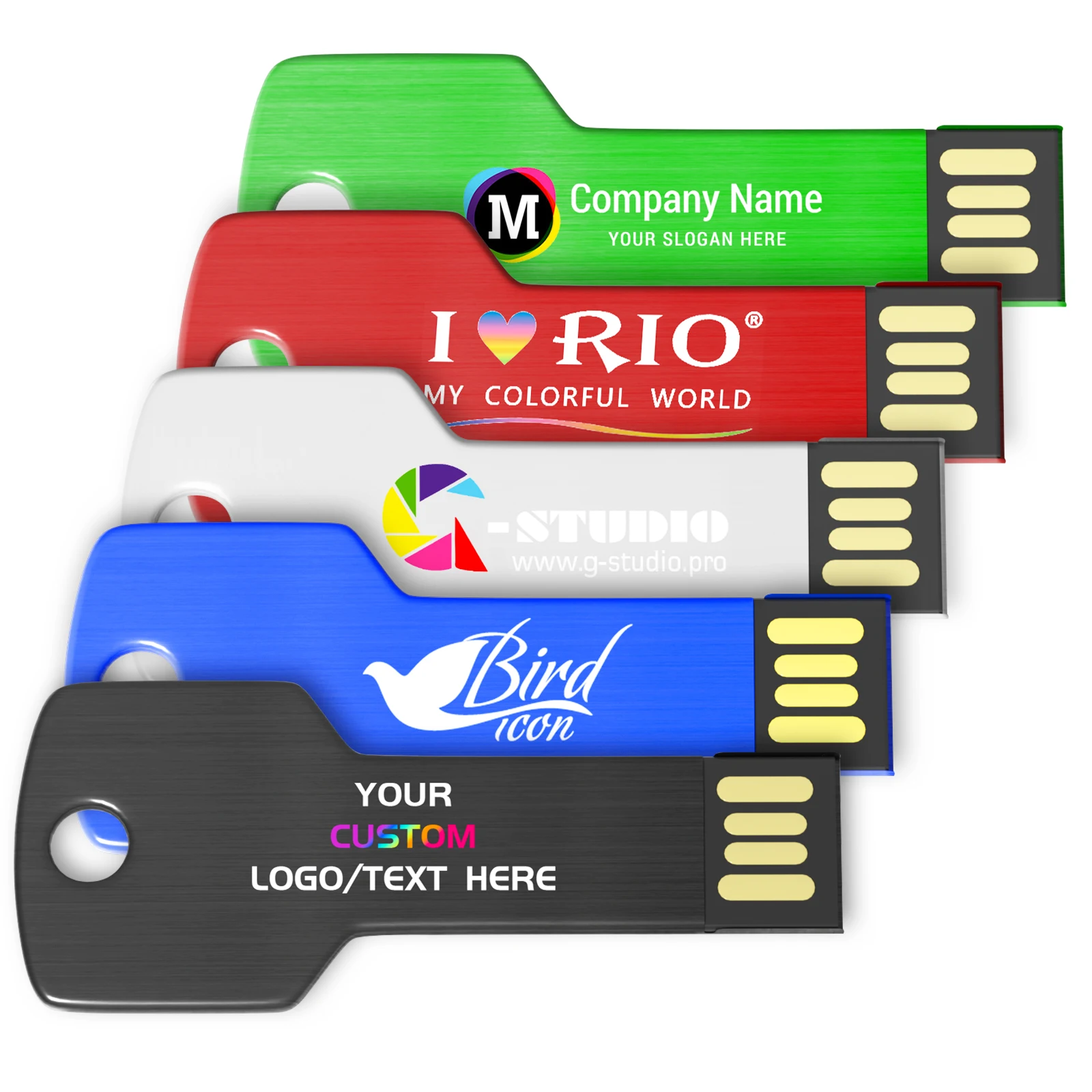 Color Printing USB Flash Drive 64GB Free Custom Logo Pen Drive 32GB Mini Metal Key Memory Stick Real Capacity Pendrive U Disk