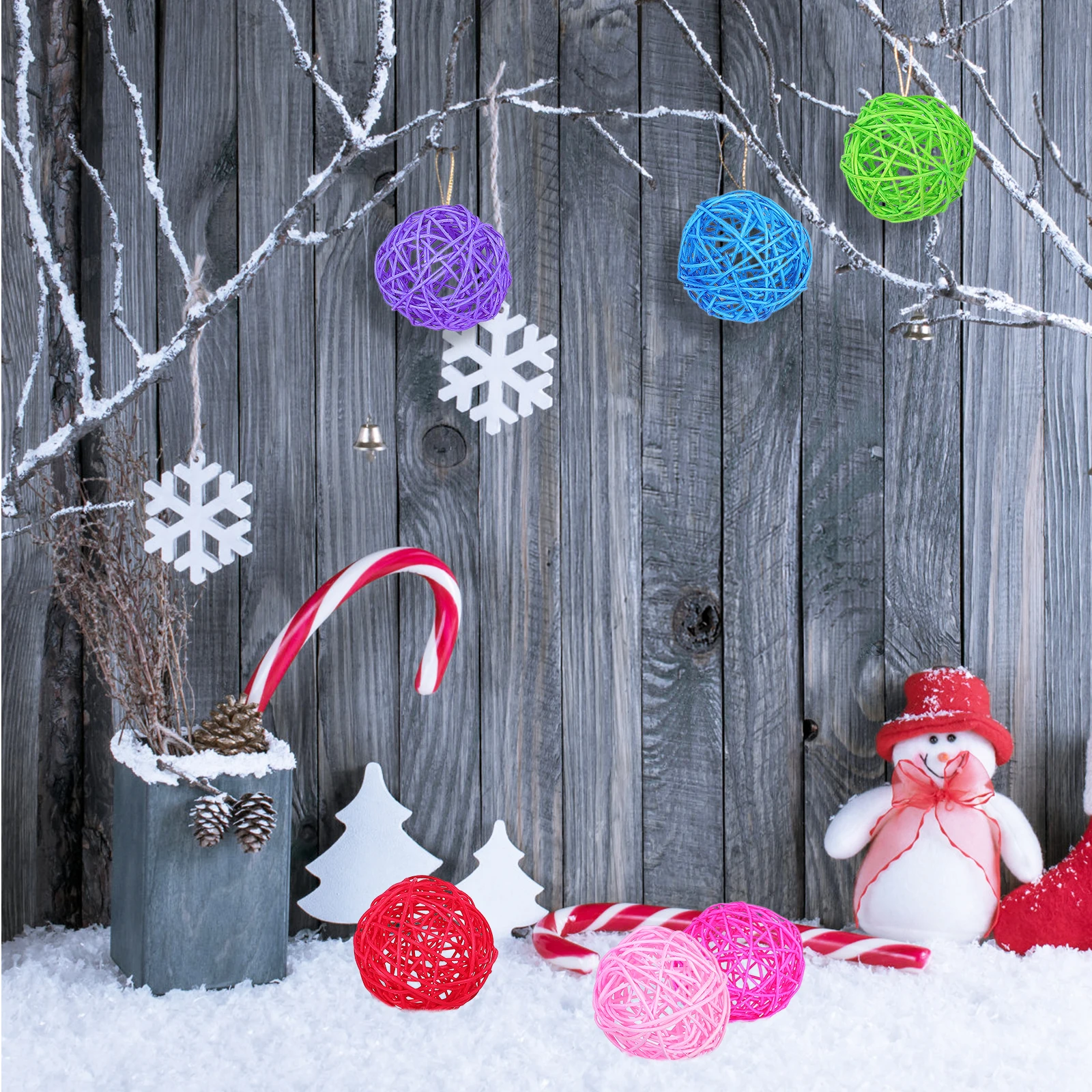 

9pcs Colorful Rattan Balls Wedding Decorations Garland Pendant Party Adornment Home Bar Mall Decoration Wreath Accessory Rattan