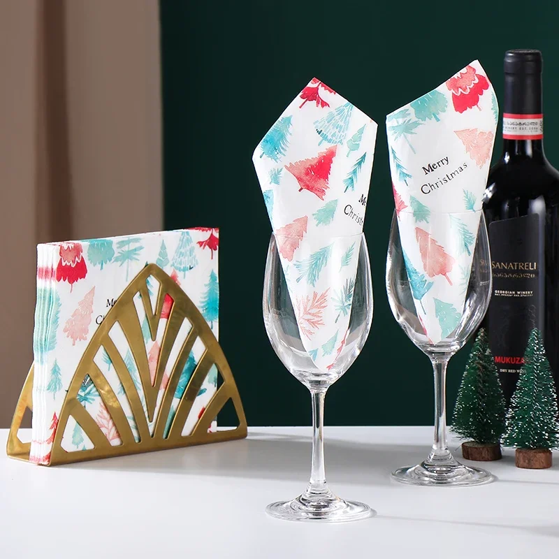 20pcs/Pac 33*33cm Colourful Christmas Tree Printed Paper Napkins Christmas Birthday Party Table Decoration Paper Placemats