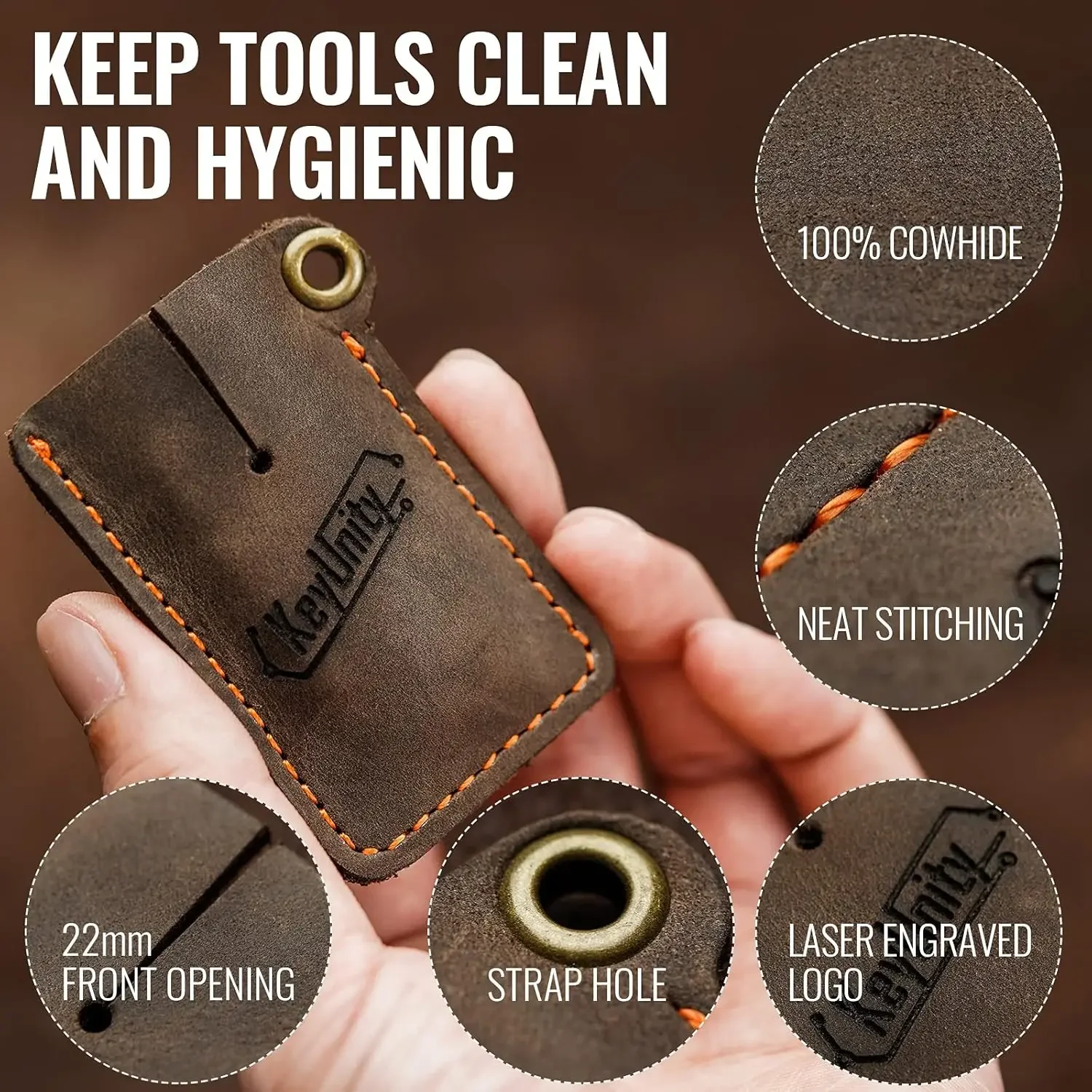 KeyUnity Leather Sheath EDC Pocket Organizer Hand Stitched Slip Pouch
