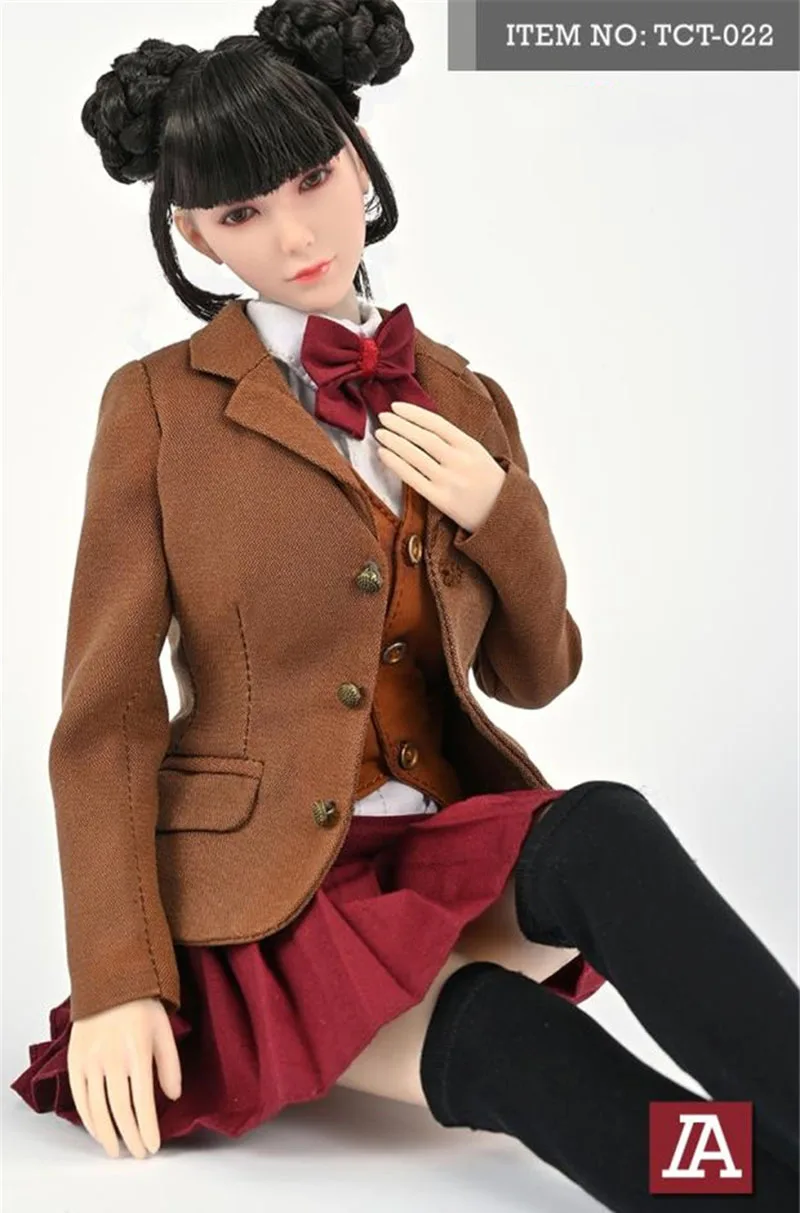TCT-022 Escala 1/6 Feminino Menina Escola Ocidental JK Uniforme Terno Jaqueta Camisa Saia Plissada Conjunto de Roupas para Figura de Ação de 12 polegadas
