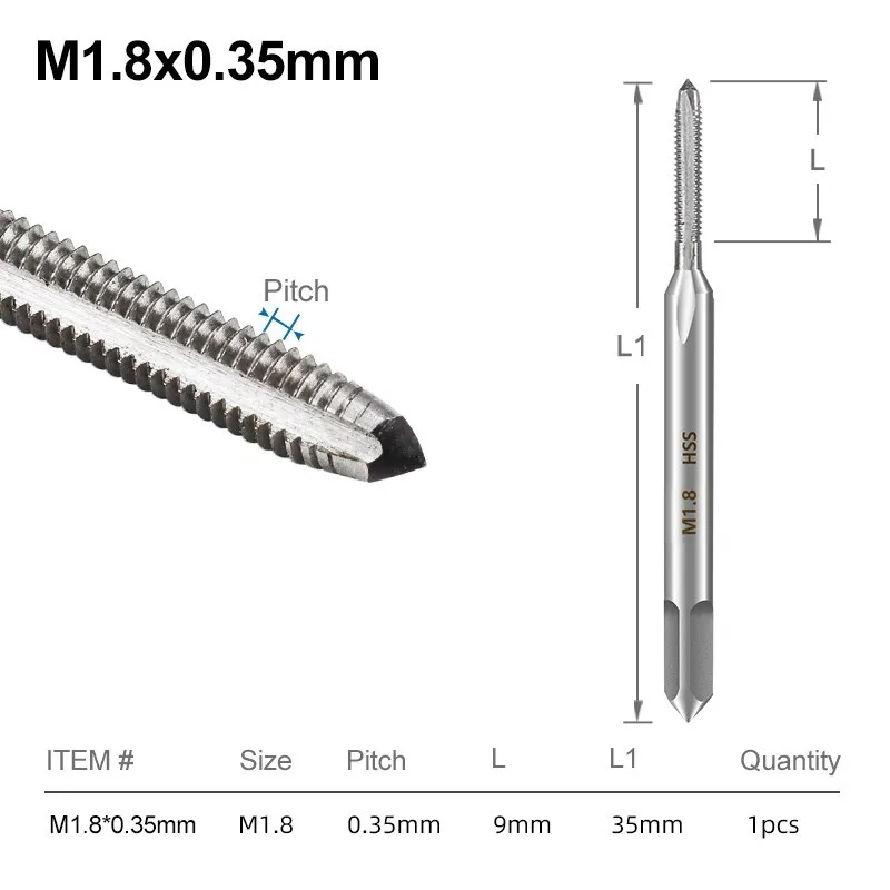 CMCP Metrischer Gewindebohrer M1-3,5 Mini-Maschinengewindebohrer Bohrer 6542, HSS-Gewindebohrer mit gerader Nut, Metallgewindebohrer, Handwerkzeuge