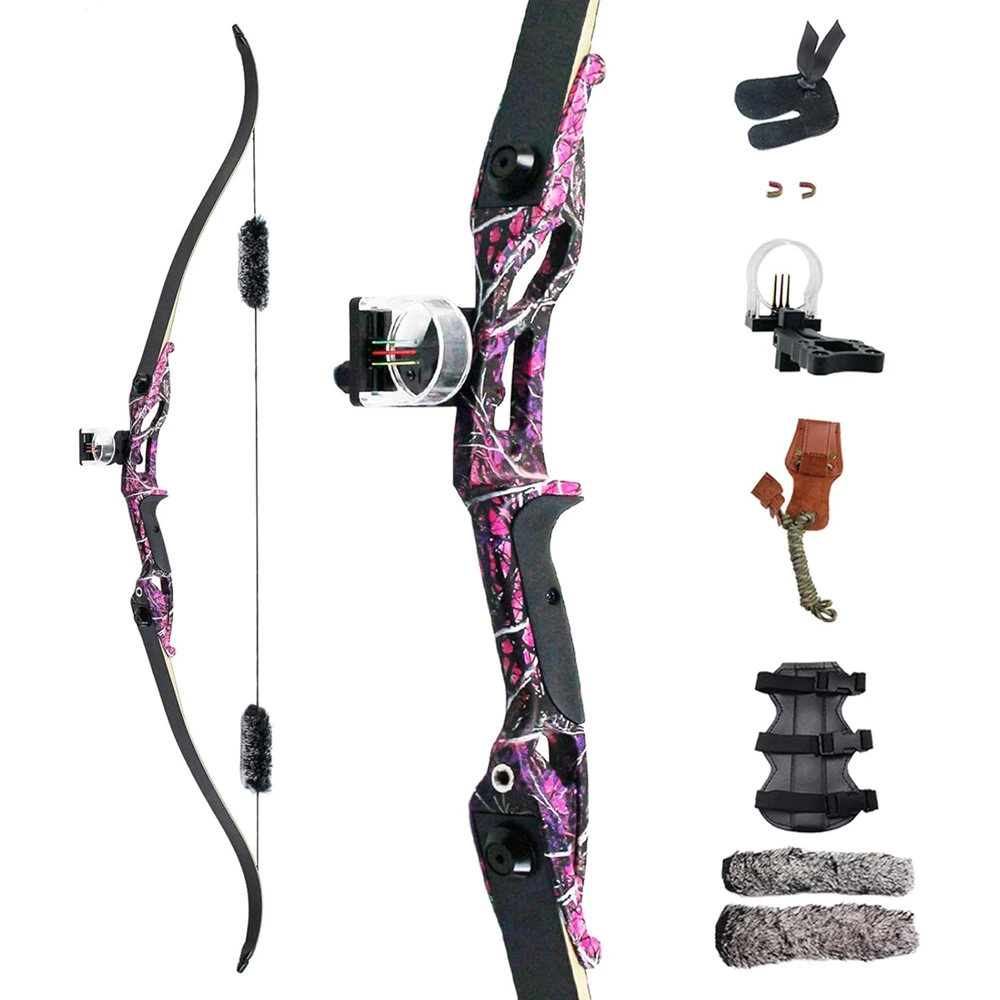 

56 Inch Takedown Recurve Bow and Arrow Set Archery Longbow Hunting Bow Kit Right Handed 30-50lbs for Shooting Practice