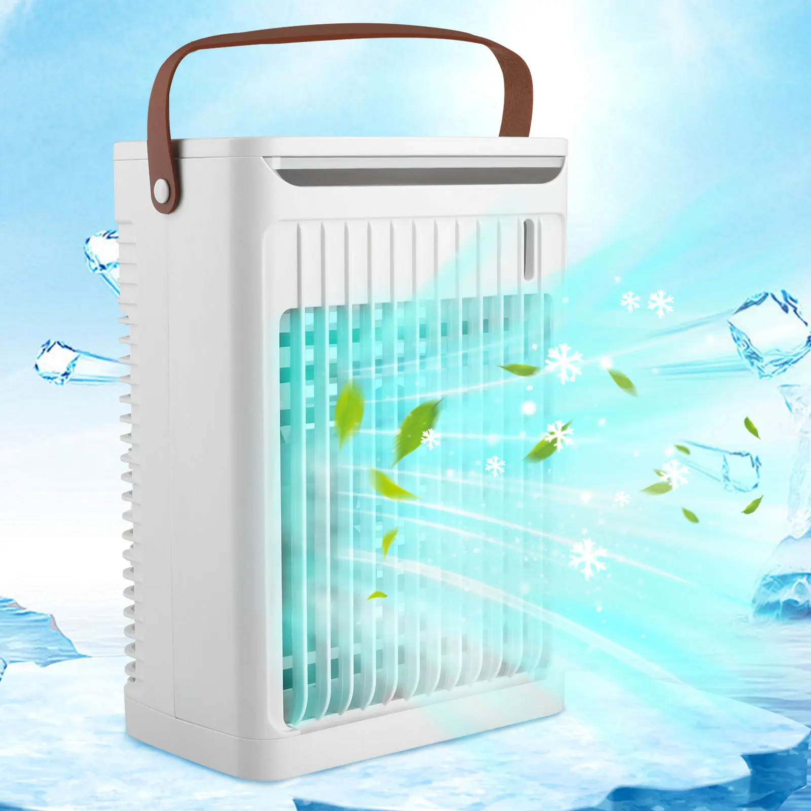 

Portable Air Cooler 5-In-1 Mini Mobile Air Conditioner Fan Air Cooling Fan And Humidifier 7 Colors LED Night Lights With 5 Speed