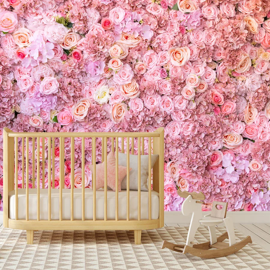 ورق حائط مخصص قابل للتقشير واللصق لغرفة المعيشة، ورق حائط للاتصال، ديكور منزلي، زهرة الورد الأحمر، تجديد الأثاث، جدارية للفتيات