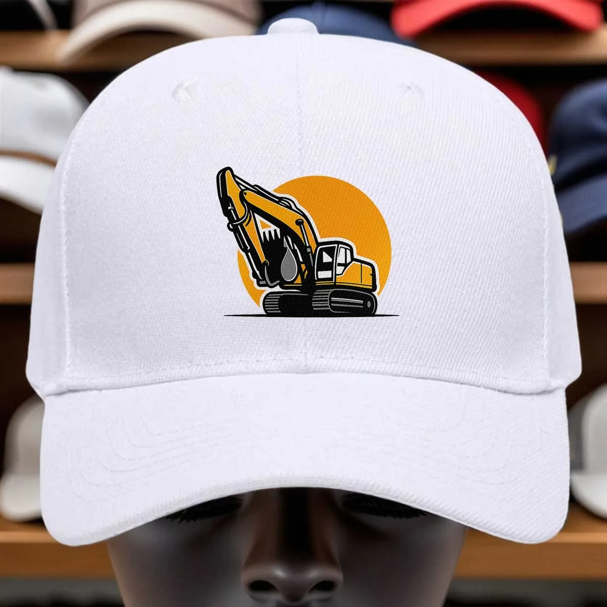 Excavator Graphic Baseball Cap Unisex Polyester Casual Adjustable Construction Machinery Hat