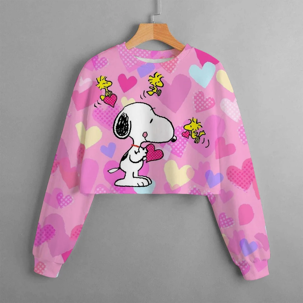 Casual New Spring and Autumn Snoopy Classic Children's Clothing Print Girls Short Hoodie Sweater Snoopy Comfortable and Cute Top