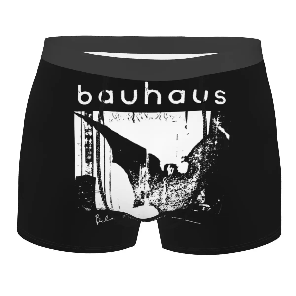 Men's Bauhaus Bat Wings Bela Lugos Is Dead Album Boxer Shorts Panties Mid Waist Underwear Rock Band Male Sexy Underpants