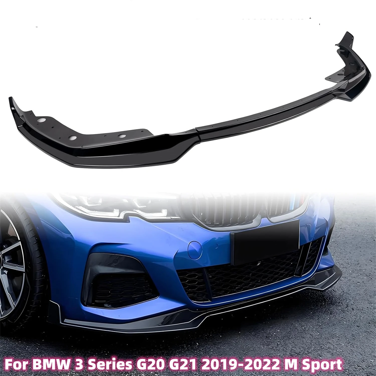 Czarny błyszczący przedni zderzak samochodowy do BMW serii 3 G20 G21 320i 330i 2019-2022 M Sport Diffuser Guard Body Kit Cover