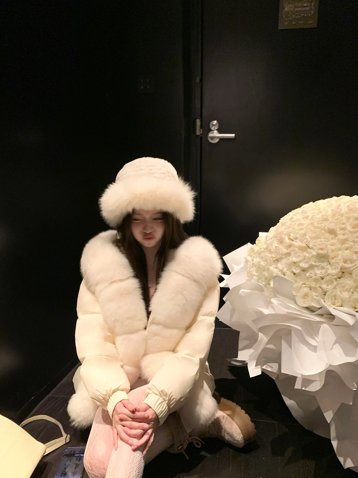 

Зимнее пальто Snow Country Princ для женщин, с поясом, белое, с меховым воротником, 90% пух, высококачественная верхняя одежда