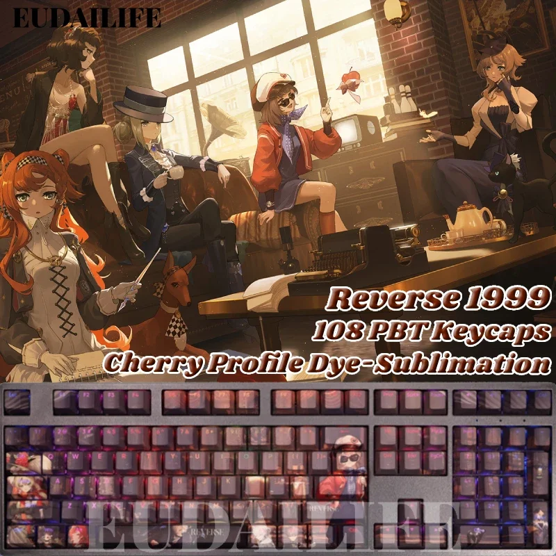 

Обратный 1999 г., колпачки для клавиш для игр, PBT DYE, сублимационный светопропускающий вишневый переключатель, крестовый чехол для клавиш для механической клавиатуры, подарок