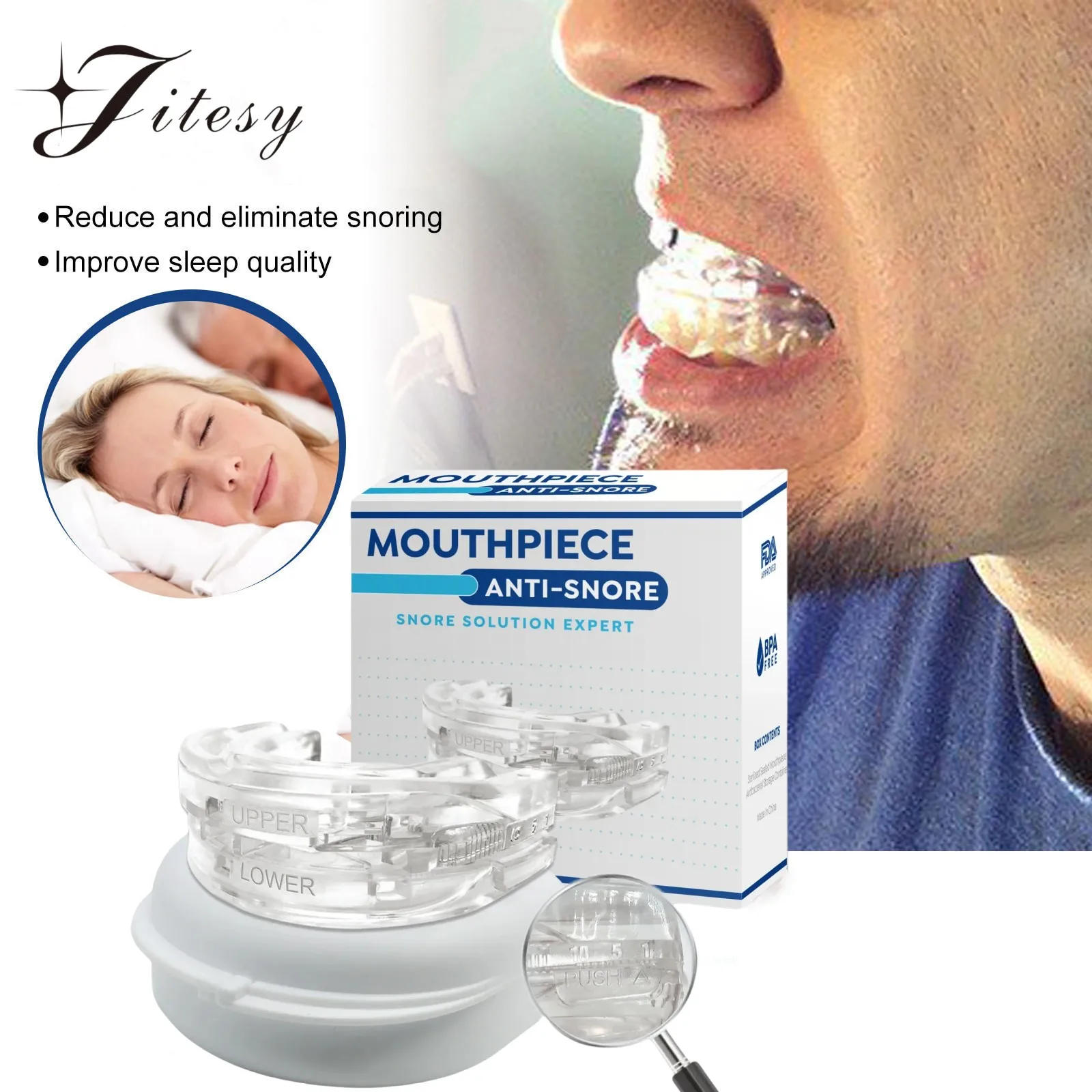 

Anti Snoring Hybrid Oral Mouthpiece Reusable Anti Snoring Mouthpiece for Better Sleep Bruxism Snoring Stopper Oral Management