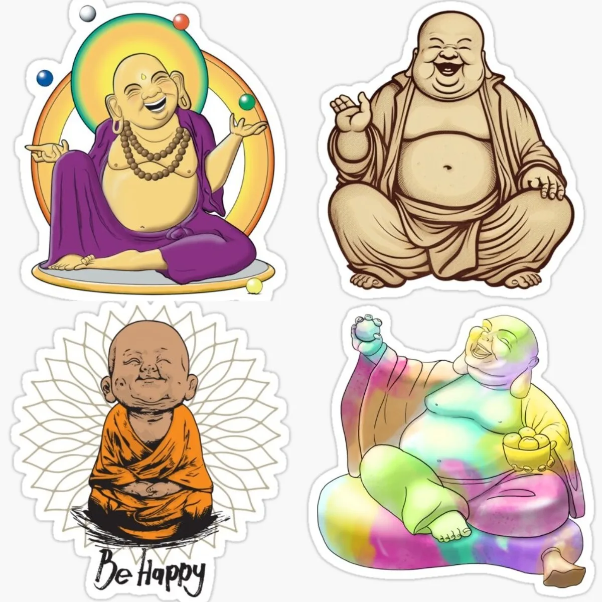 Yin Yang Symbol Vinyl Decal Happy Buddha Sticker Sticking Flower Path Buddha Spirit Accessories for Car Interior Decoration