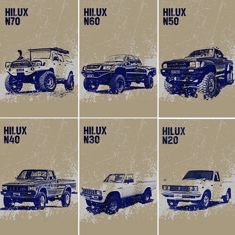 Pickup Hilux 20N-70N Series off-Road Truck Posters Metal Custom Poster Car Club Bedroom Bar Decor Tin Sign Room  Home Wall Decor