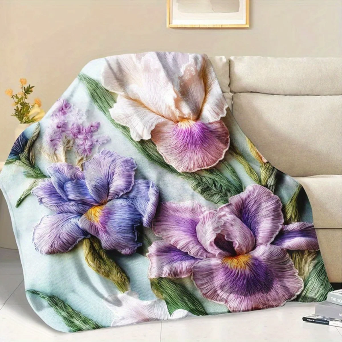 1 بطانية فلانيل مطبوعة بالزهور من أليس - دافئة ومريحة، مثالية للأرائك والمكاتب والأسرة والتخييم وعيد الميلاد.