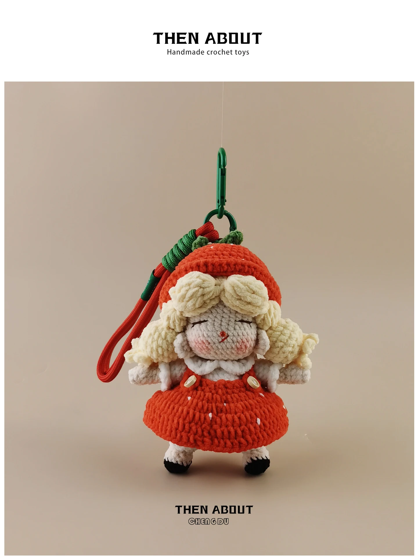 Cute Red Strawberry Girl Doll Pendant Bag Accessory Backpack Decorations Children's Bookbag Ornaments Gifts