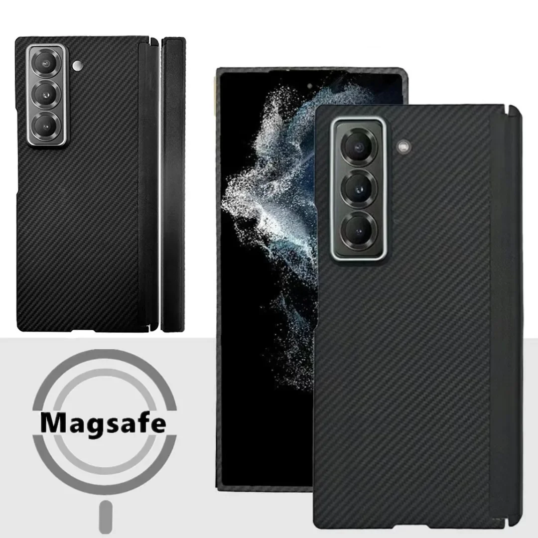 

Оригинальный чехол Magsafe из углеродного волокна для Samsung Galaxy Z Fold SE 6 5 4 W25, специальная матовая тонкая магнитная петля, броня, задняя крышка