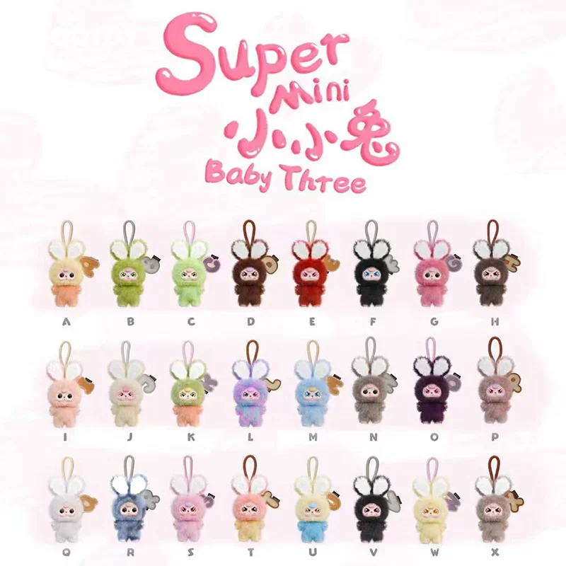 

Baby Three Super Mini Bunny Series Plush Blind Box Vinyl Face Rabbit Doll Pendant Bag Pendant Keychain Mysterious Birthday Gifts