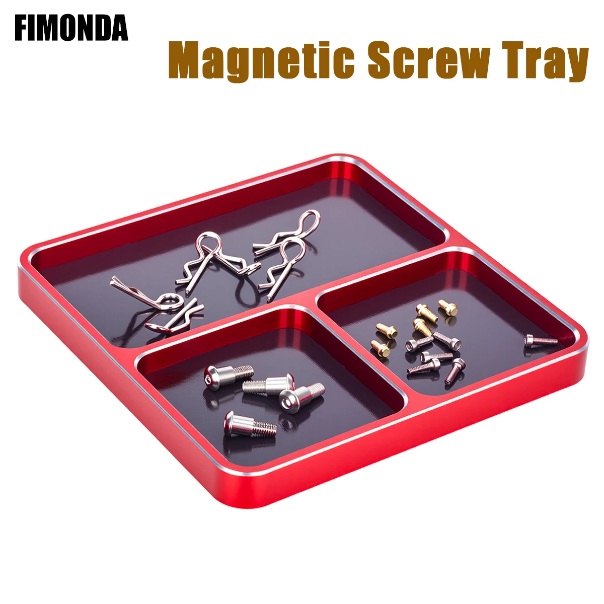 CNC Aluminum Screw Tray with Removable Magnetic Sheet | 98x98x10mm Organizer for RC Models, Cars, Boats