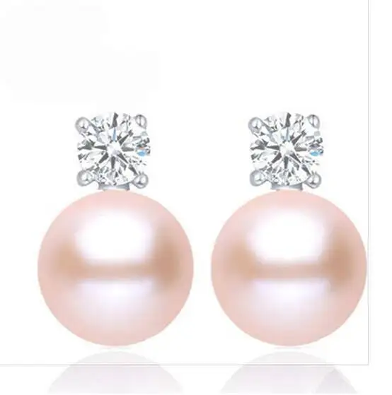 Freshwater 10-11mm Pearl With Princess Style Silver Earrings Wedding Jewelry
