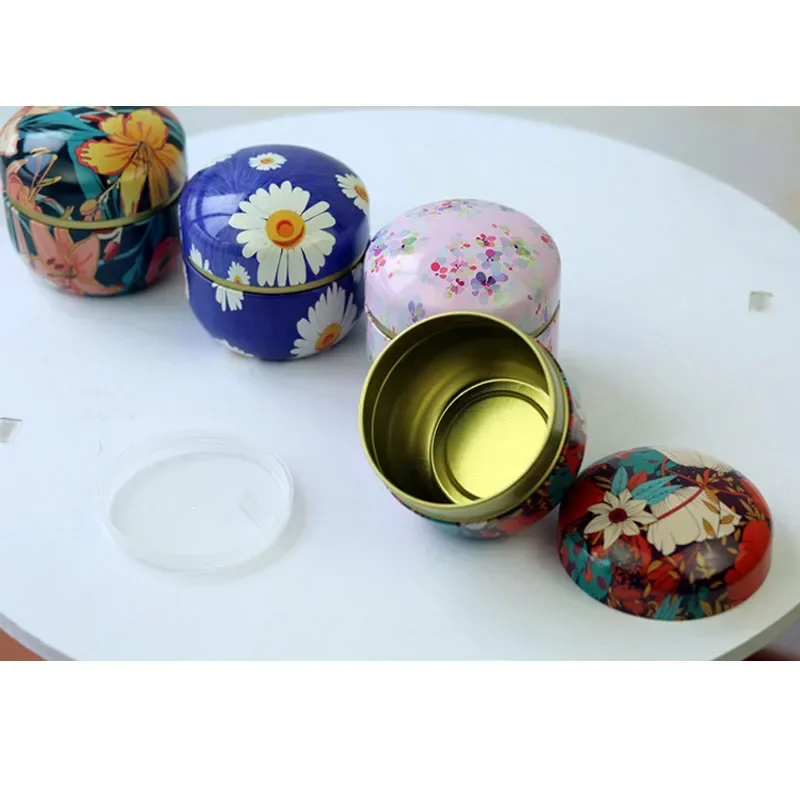 レトロな丸いお茶用の収納ボックス,8個,気密,防湿,紅茶と鉄のパッキングボックス,チョコレートキャンディー,ギフトボックス,ブリキの瓶
