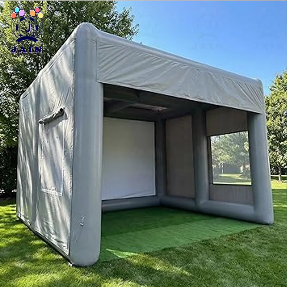 16FT Inflatable Golf Simulator Enclosure Indoor/Outdoor Golf Practice Swing Tent Golf Shooting Marquee with Projection Screen