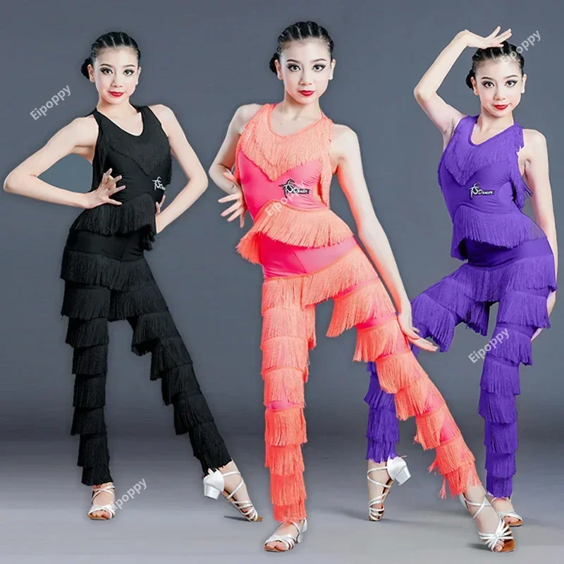 

Girls Ballroom Latin Dance Costumes Kids Salsa Performance Clothes Girls Sequined Figure Skating Dress Outfits