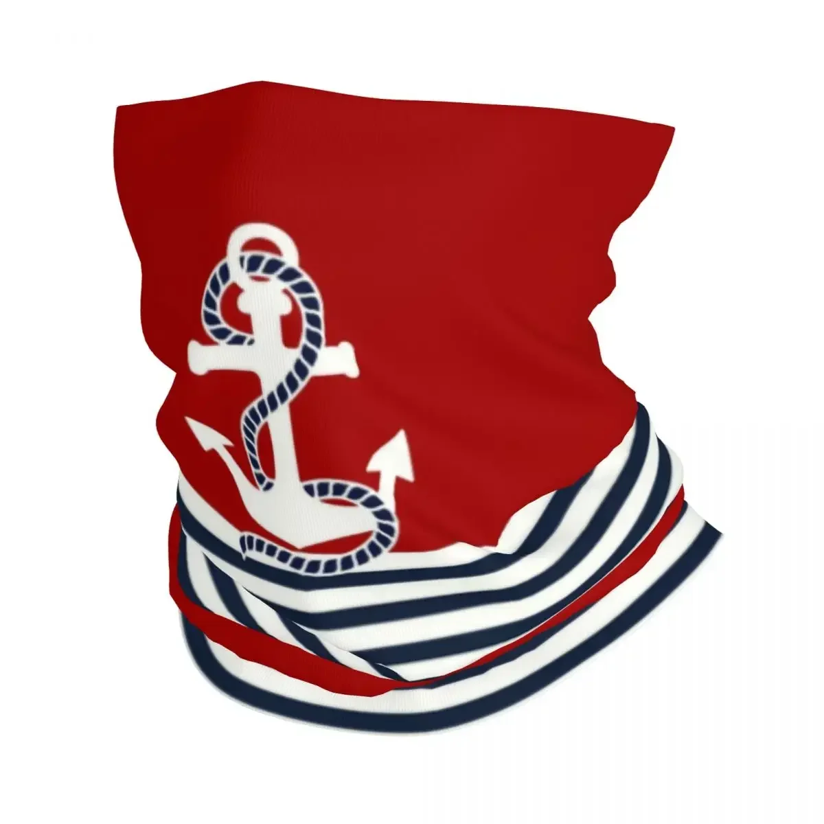 Navy Blue Stripes Nautical Anchor Boat Winter Headband Neck Warmer Women Men Ski Cycling Tube Scarf Face Bandana Gaiter