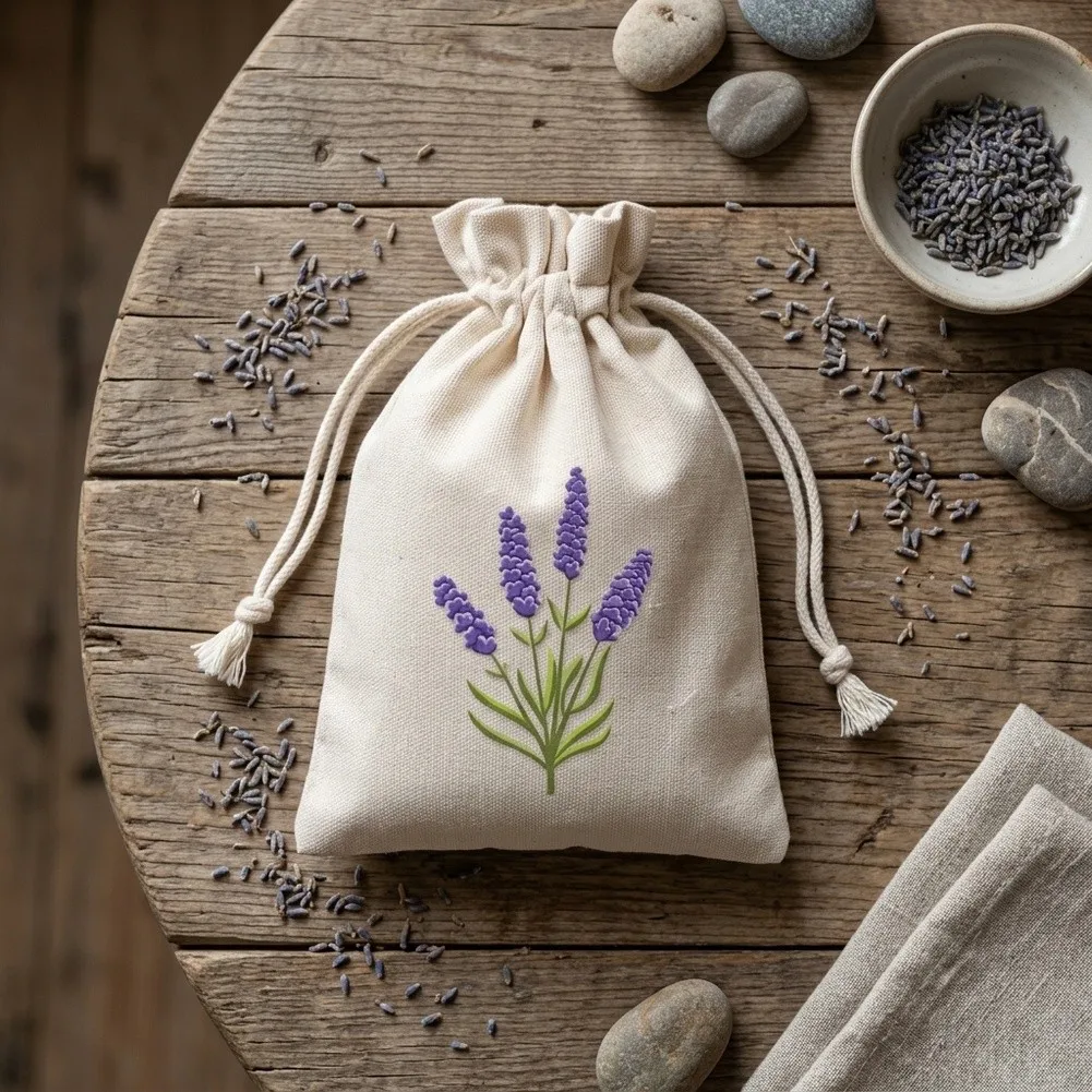 White Drawstring Pouches 10cm x 15cm Made of Cotton Fabric for Lavender Storage Wrapping and Party Favor Packaging