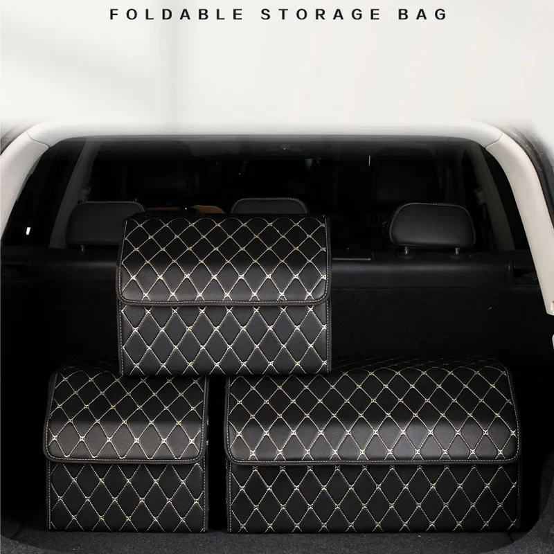 30cm Car PU Leather Trunk Storage Box Portable Foldable Storage Car Multiuse Storage Car Trunk Bag Auto Storag Box Car Interior image 2