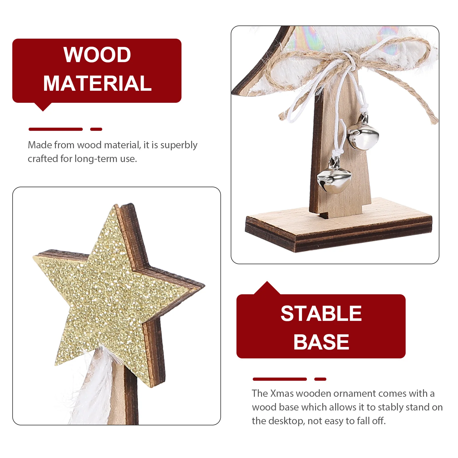 

Christmas Wooden Ornament Desktop Tree Decor for Holiday Party Home Xmas Decoration Festive Table Craft Centerpiece